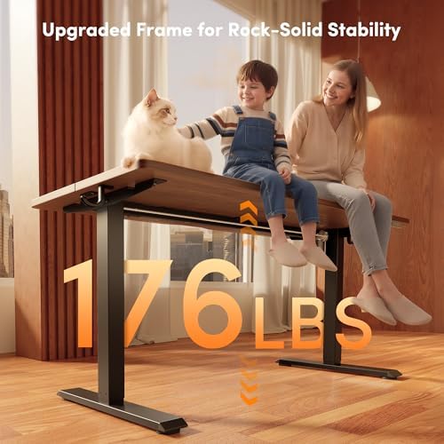 FEZIBO Standing Desk 55 × 28 Inch Electric Height Adjustable, Black Walnut