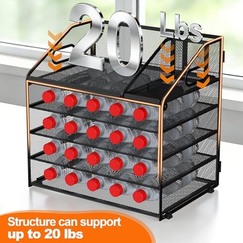DocNest 5 Tier Metal Mesh Desk File Organizer with Phone Shelf, Black