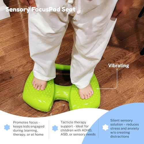 Special Needs Essentials FocusPad 3-in-1 Sensory Wobble Cushion - Silent Wiggle Seat, Foot Fidget & Balance Pad for Kids and Adults with ADHD or Autism | Lime Green