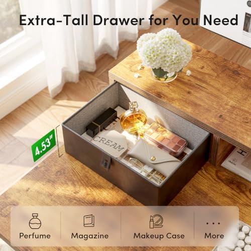 CubiCubi 48 x 24 Inch Electric Standing Desk with 2 Drawers, Brown