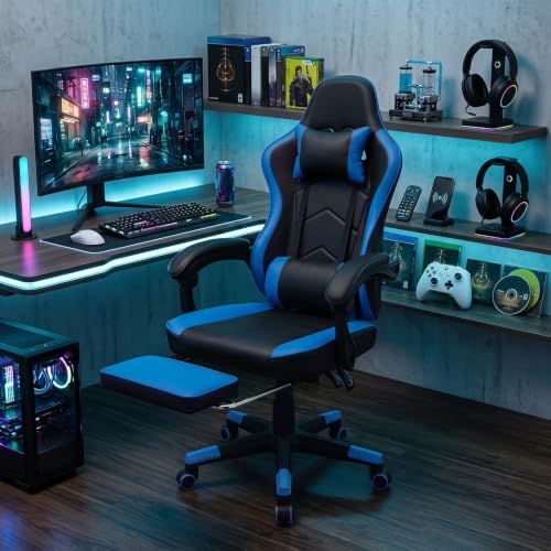 ELECWISH Ergonomic Gaming Chair, Reclining Computer Chair, Matte Blue