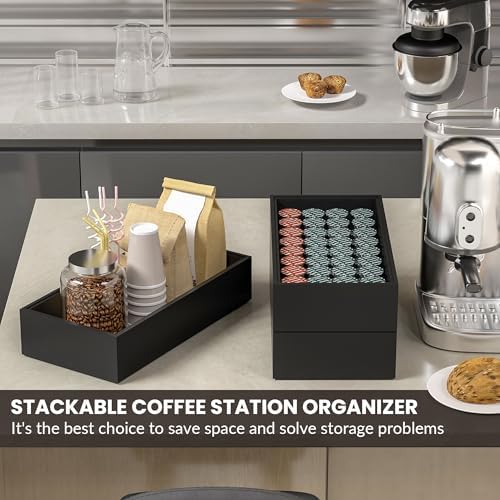 Bamboo Kitchen Drawer Organizer, 2-Pack, 12" x 6" x 2.5"，Black