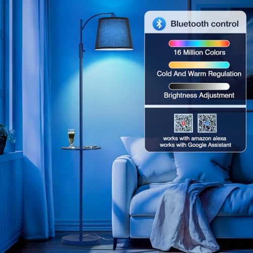 AIDENOEY Smart Floor Lamp with Side Table, Alexa & Google Assistant
