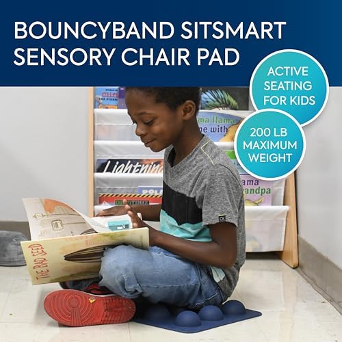 Bouncyband SitSmart Sensory Chair Pad for Kids – Fidget Pad Features 2.25” Diameter Silicon Bumps Ideal for Promoting Sensory Regulation and Improving Focus Anywhere – 12.5” x 11” Kids Toy Ages 3+