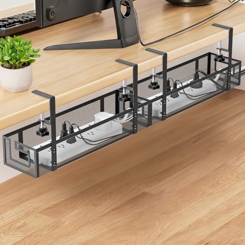 Cable Management, 15.75" Under Desk Cable Management Tray No Drill