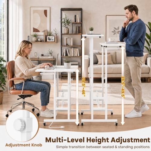 Tangkula Height Adjustable Mobile Standing Desk with Built-in Power Outlets