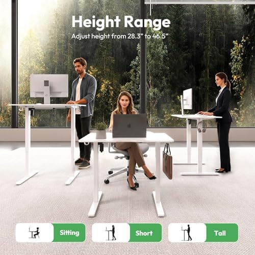 35 x 24 Inch Height Adjustable Standing Desk, 3 Presets, White