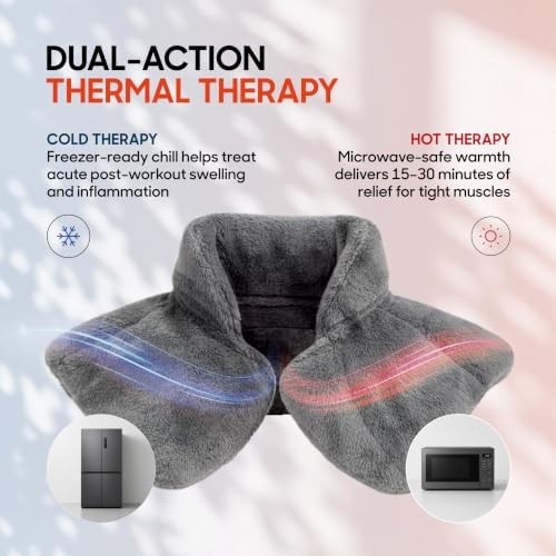 Sharper Image Heated Neck & Shoulder Wrap - Microwavable Warm & Cooling Plush Pad, Scented Aromatherapy (100% Natural Lavender & Herb Spa Blend), Pain Tension Headache Relief Therapy, Gift for Women