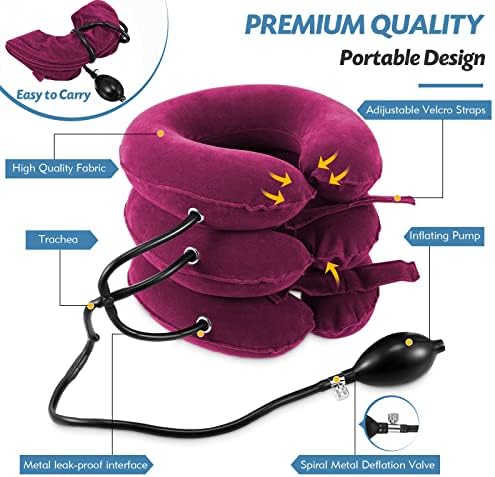 Jaximy Neck Stretcher, Neck Traction Device for Neck Pain Relief (Rose Red)