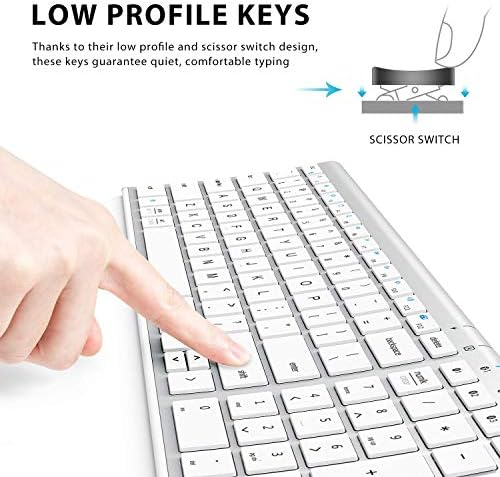 iClever BK10 Bluetooth Keyboard, Universal Bluetooth 5.1 Wireless Keyboard with Number Pad, Ergonomic Design, Multi-Device Compatibility, Stable Connection for Mac, iPad, iPhone, Android, Windows