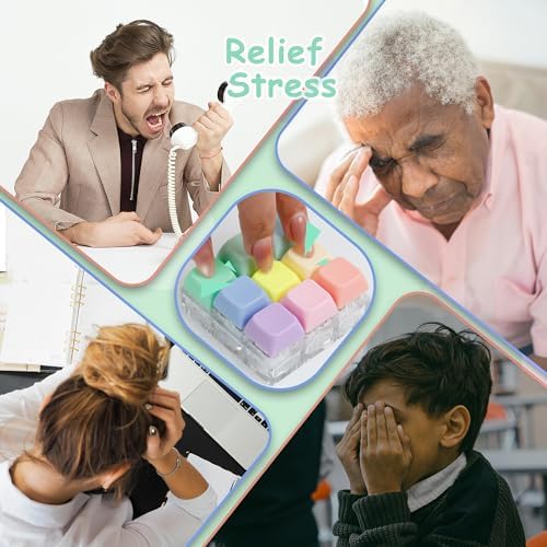 Keyboard Fidget Toy, Keyboard Fidget Keychain 9-in-1 Keyboard Decompression Button Finger Clicker Toys Stress Relief Fidget Gifts (9 Colors)