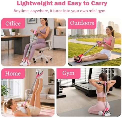 Pedal Resistance Band with Handles, 6-Tubes Natural Rubber Exercise Band