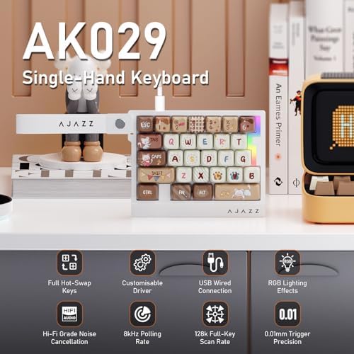AJAZZ AK029 Magnetic Switch One Handed Gaming Keyboard, Hall Effect Rapid Trigger Mechanical Keypad with SOCD & DKS, 8KHz Polling Rate, 29 Keys Mini Ergonomic Gaming Keyboard for FPS Gamers, PC