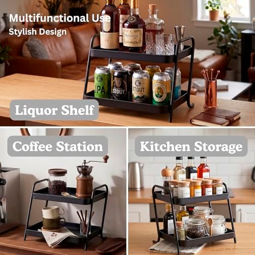 2-Tier Desk Organizer Multifunctional Storage Shelves for Office, Dresser, Kitchen, Stylish Organizer for Cosmetics, Office Supplies, Food, Compact, Durable, Space-Saving Design for Women