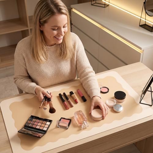 Makeup Mat for Vanity, Extra Long 11.8x31.5in Vanity Mat and Essentials