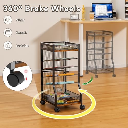6-Tier Standing File Organizer, Rolling Under Desk Organizer for Office