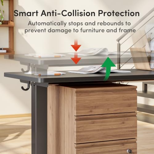 FEZIBO 63" x 55" L-Shaped Standing Desk - Adjustable Corner Desk L Shape, L-Shaped Adjustable Desk with Splice Board, L Shape Standing Desk, Black