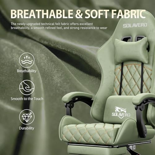 HLDIRECT Massage Recliner Gaming Chair with Footrest for Adults, Green