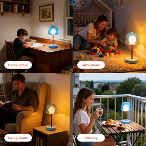 Blue Cordless Nursery Lamp, LED Small Kids Lamp, Shower Lamp IP44