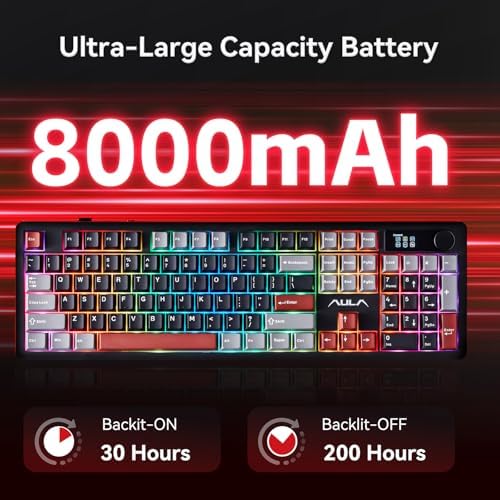 AULA F106 Pro Wireless Gaming Keyboard Creamy Mechanical Keyboards 104 Keys
