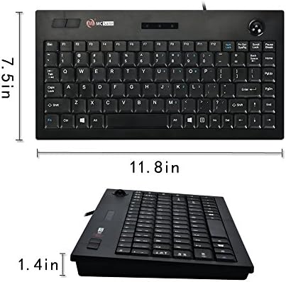MCSaite MC-9712 Wired Trackball Keypad - Keyboard and Roll Mouse Combo - 11.8x7.5x1.4 Inches - for PC Laptop Notebook Desktop - US English Layout - Black