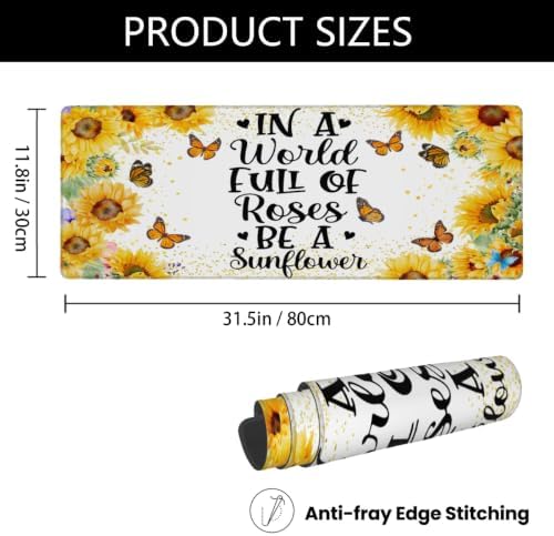Sunflower Large Mouse Pad Non-Slip Rubber Long Gaming Desk Mat