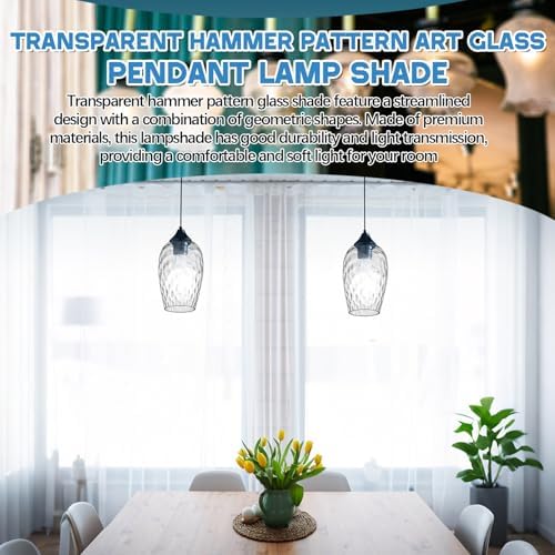 Teenyyou 2 Set Oval Glass Lamp Shade Replacement, Clear Ripple