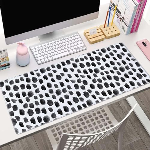 Boho Desk Mat, Polka Dot Large Mouse Pad Desk Pad Boho Desk Accessories for Women Office Decor, XL Mousepad Long Laptop Keyboard Mouse Mat 31.5''X11.8'' Non-Slip Rubber Base with Stitched Edges