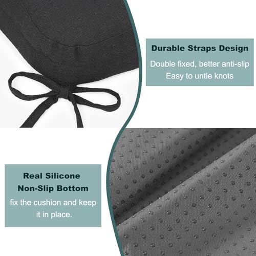 baibu 2-Layer Dining Chair Cushions, 6 Pack, 16.5 x 16.5 x 3.5 in, Black
