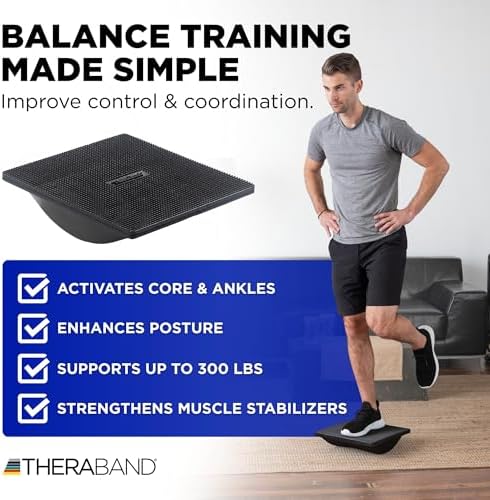 THERABAND Rocker Board, Wobble Balance Board, Core Strength Trainer, Black
