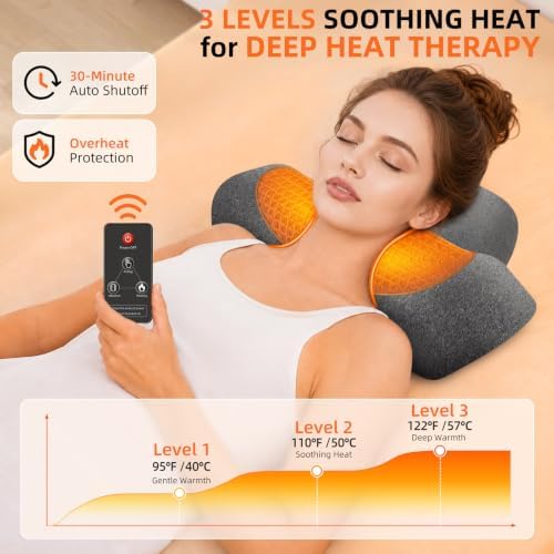 3 in-1 Cordless Neck Massager Pillow with Heat, Vibration, Remote Control
