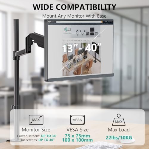 WALI Extra Tall Monitor Mount for 13-40 inch Computer Screens, up to 22 lbs