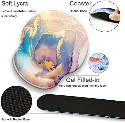 4 in 1 Mouse Pad Set with Wrist Rest for Keyboard,Desk Mat,Coaster-Marble