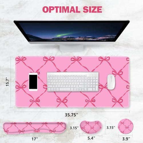 ToLuLu Large Mouse Pad Desk Pad Set, 4PCS Wrist Rest Support XXL Desk Mat