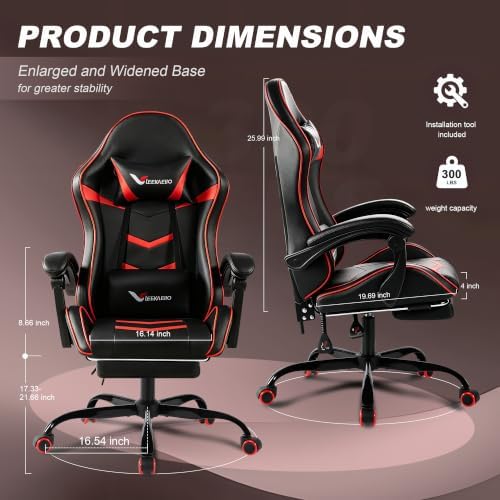 Gaming Chair for Adults with Pocket Spring Cushion Footrest Red and Black