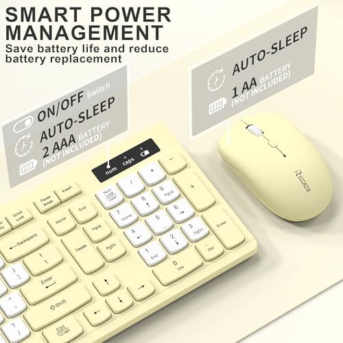 Wireless Keyboard and Mouse Combo Silent for Office and Home(Yellow-B)