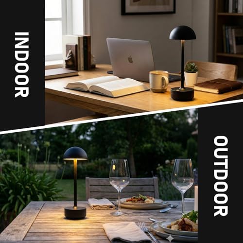 LED Cordless Table Lamp 5000mAh Rechargeable Battery Light Black