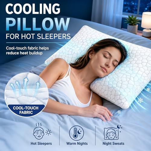 Cooling Pillow King Size 1 Pack, Adjustable Bed Pillows for Sleeping, Luxury Shredded Memory Foam Pillows, Soft Yet Supportive Firm Pillow for Side, Back, Stomach Sleepers, Cool Pillow for Hot Sleeper