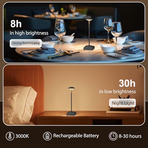 3 Pack Small Gold Rechargeable Cordless Table Lamps Dimmable