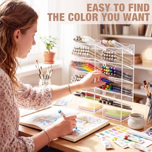 MotiMind Acrylic Pen and Marker Organizer for 60 Markers