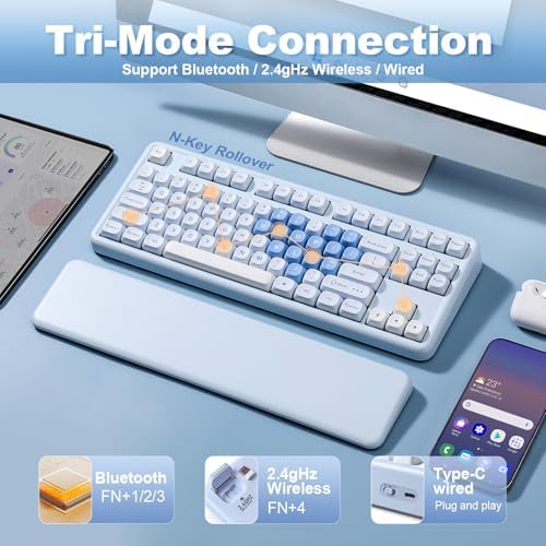 YUNZII B87 TKL Wireless Mechanical Keyboard (Blue Heart,Milk Switch)