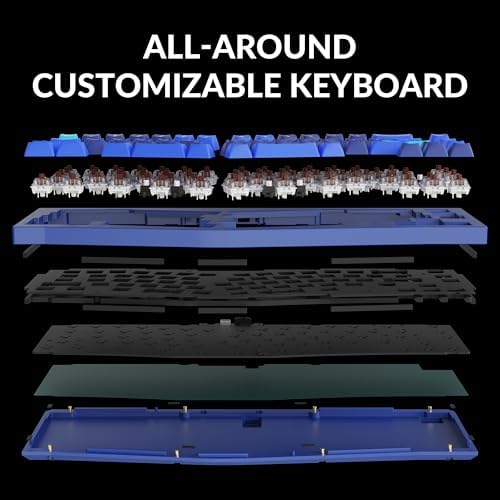 Keychron Q8 Wired Custom Mechanical Keyboard, 65% Alice Layout QMK/VIA Programmable with Hot-swappable Gateron G Pro Brown Switch Double Gasket Compatible with Mac Windows Linux (Blue)
