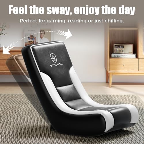 GTPLAYER Floor Rocker Gaming Chair – Adjustable Angle Limiter, Ultra Lightweight Ergonomic Floor Rocking Game Seat for Gaming and Lounging, White