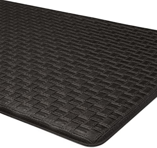 Woven-Embossed Faux-Leather Anti-Fatigue Mat, 20 x 39 in, Tan