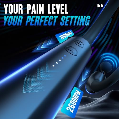 FVZ Grey Percussion Massage Gun with Upgraded Extension Handle, 10MM Massage Gun Deep Tissue, Back Massager, Muscles/Neck/Shoulders/Waist/Legs Massager Portable for Pain Relief