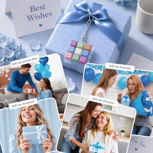 Keyboard Fidget Toy, Creamy Fidget Clicker Keyboard Fidget Keychain, Button Fidget Gifts for Adults, Boost Focus & Ease Anxiety Anywhere — Perfect Stress-Relief Gift (3×3 Grid Layout B)