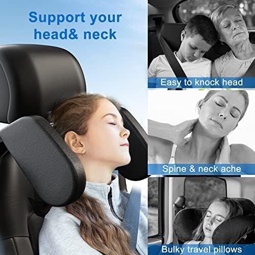 Car Headrest Pillow, Roadpal Adjustable Sleeping Headrest for Car Seat, Head Neck Support Rest Pillows for Kids Adults Travel, Only fit for Car Seat Headrest with Poles-Black