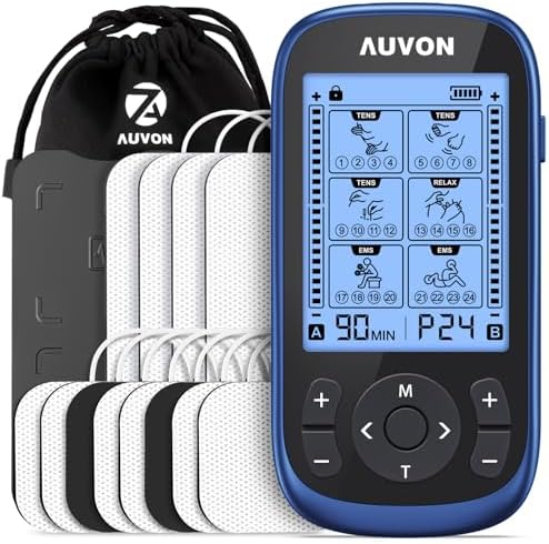AUVON 3-in-1 TENS Unit Muscle Stimulator, 40 Levels for Gradual Pain Relief