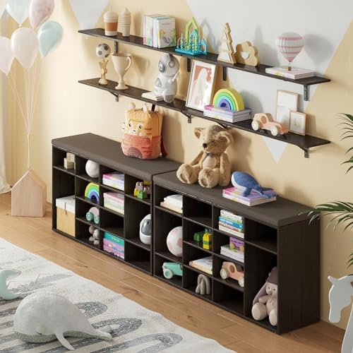 DINZI LVJ Long Wall Shelves, 55.1Inch Wooden Floating Shelves with Brackets