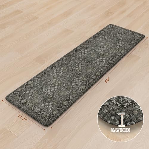 KIMODE Anti Fatigue Kitchen Mat,Cushioned Farmhouse Kitchen Runner Green